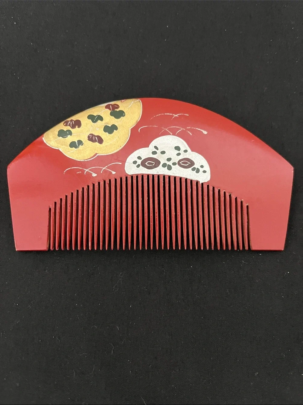 Vintage Red Floral Comb
